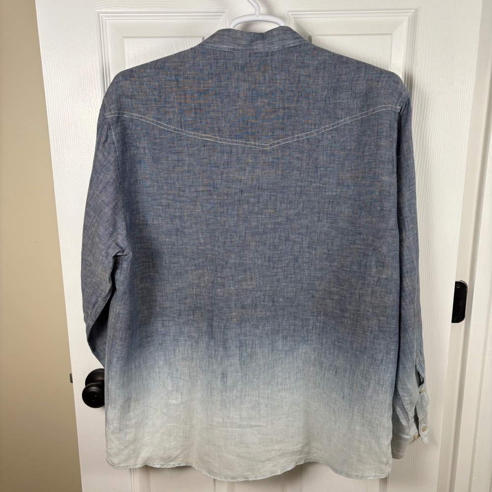 Tommy Bahama Linen Shirt Men's XL Blue Ombre Button-Up Western Island Modern Fit - Picture 6 of 7